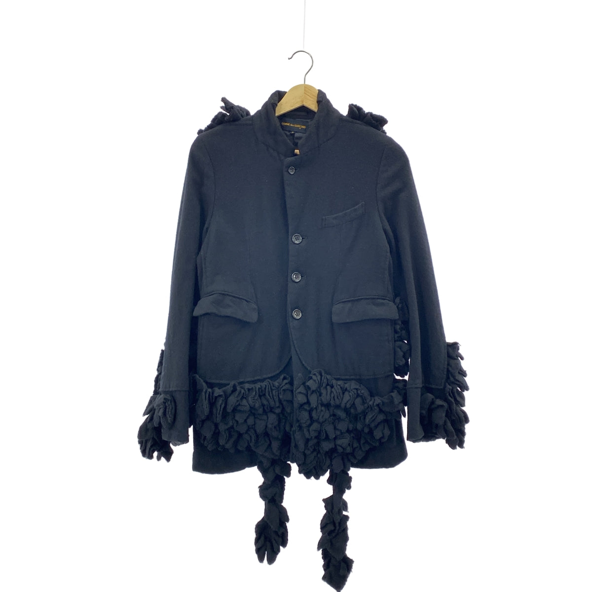 COMME des GARCONS / 콤데 갤슨 | 2000AW | 울 축융 변형 프릴 장식 싱글 브레스트 재킷 | S | 여성