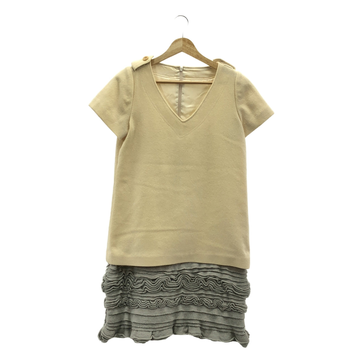 sacai luck / Sacai Luck |針織層疊迷你連身裙 | 2 |奶油色 x 灰色 |女性的