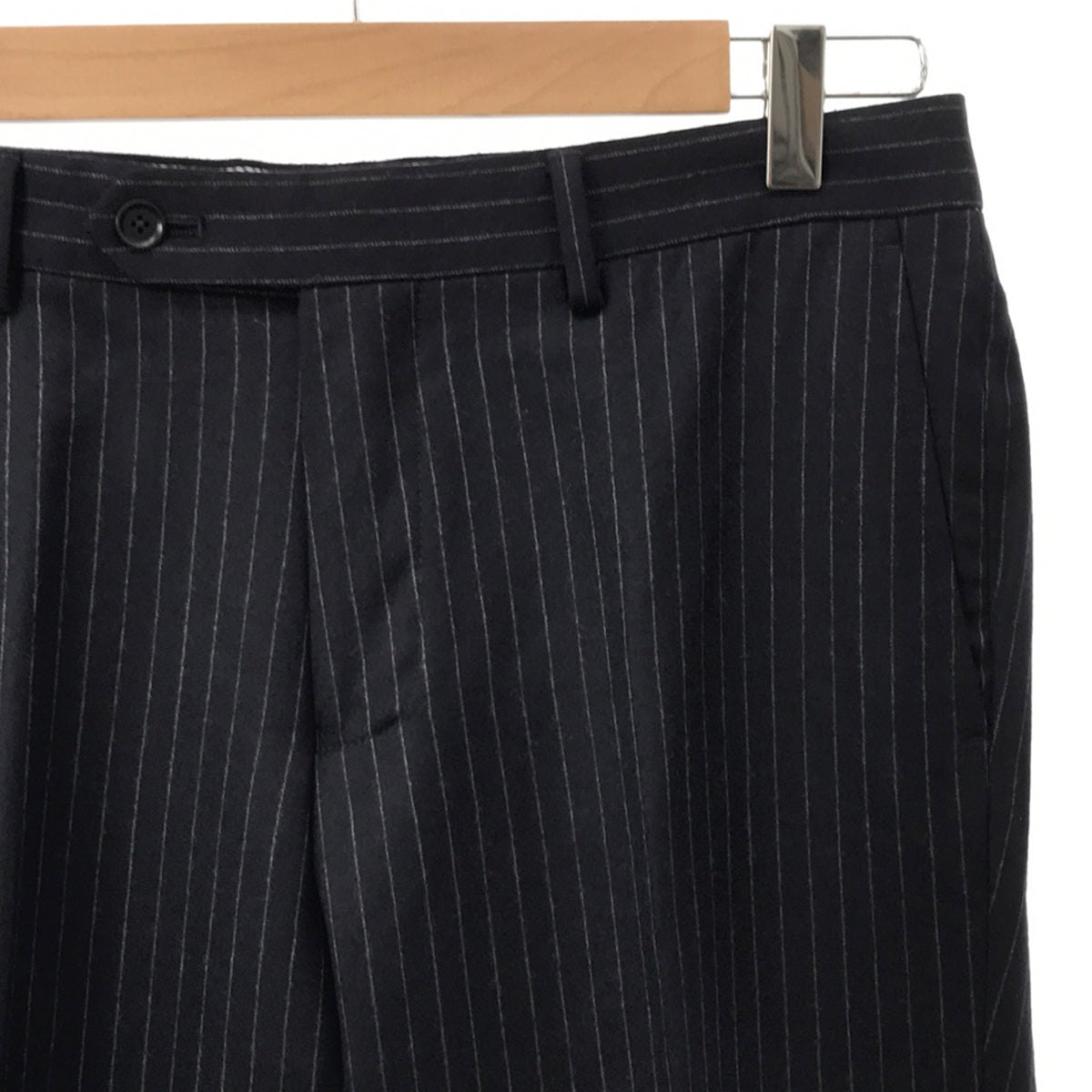 UNITED ARROWS / United Arrows | green label relaxing / GLR CLOTH Chalk Stripe SLIM No Pleats Suit Pants / Slacks Pants | 80 | Navy | Men's