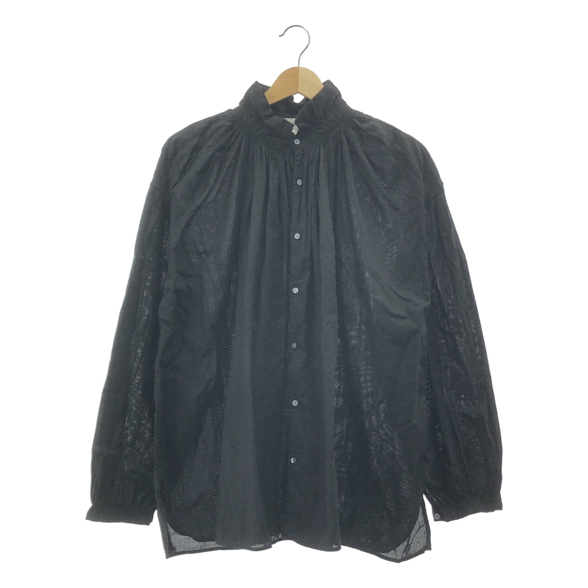 veritecoeur | 復古襯衫，棉質褶皺襯衫 | F 號 | 黑色 | 女款