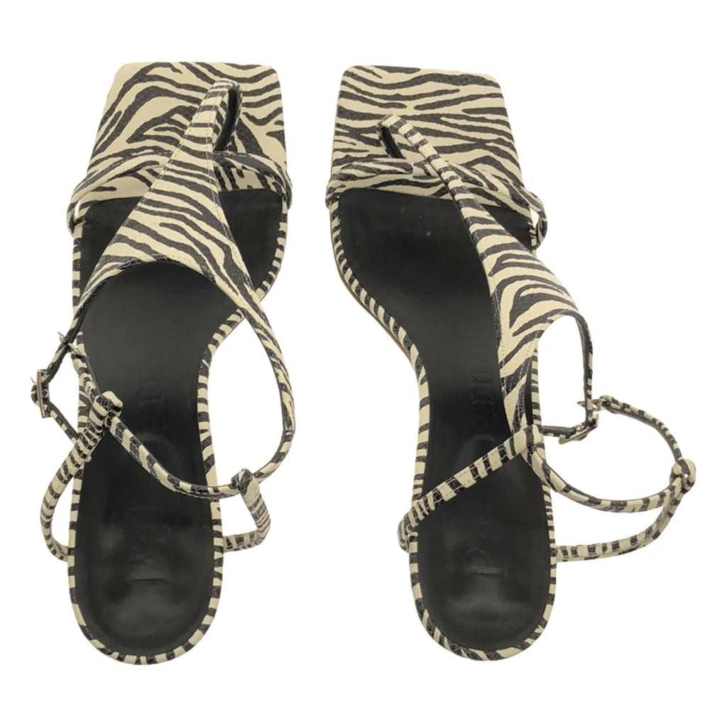 pelleterno / ペレテルノ | ゼブラトングサンダル | 39 | ブラック×ホワイト | レディース