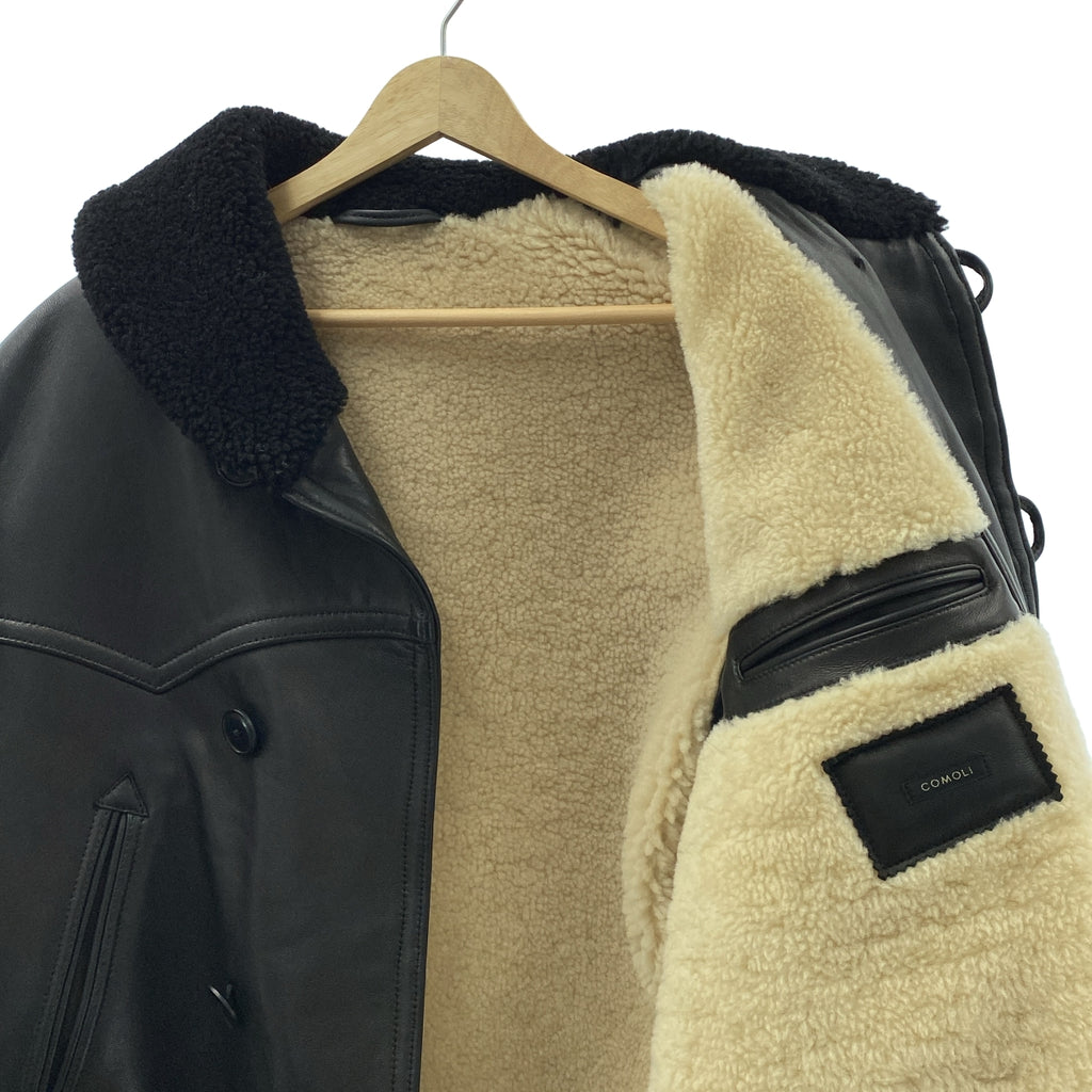 COMOLI | 羊皮毛加拿大式大衣 | 2 碼 | 黑色 | 男士