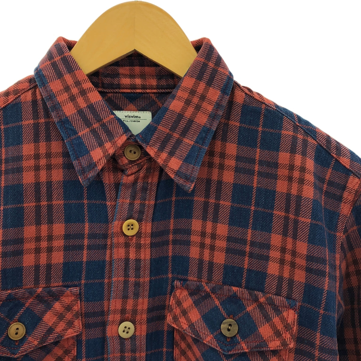 visvim / ビズビム | 2014AW | BLACK ELK FLANNEL INDIGO CHECK ブラックエルク フランネル インディゴ チェック シャツ | 1 | インディゴ / レッド | メンズ