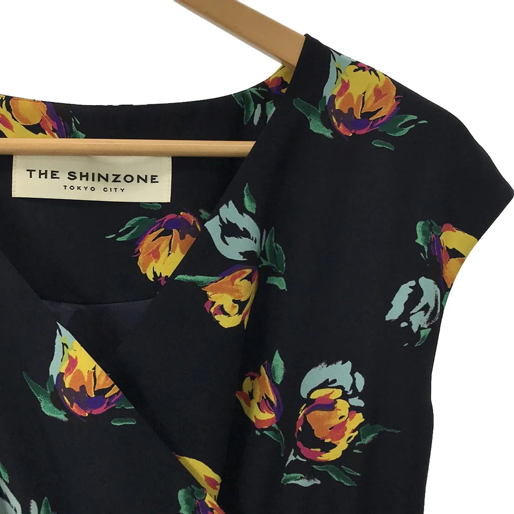 Shinzone / シンゾーン | ボタニカル フラワープリント ノースリーブワンピース | 34 | ネイビー | レディース