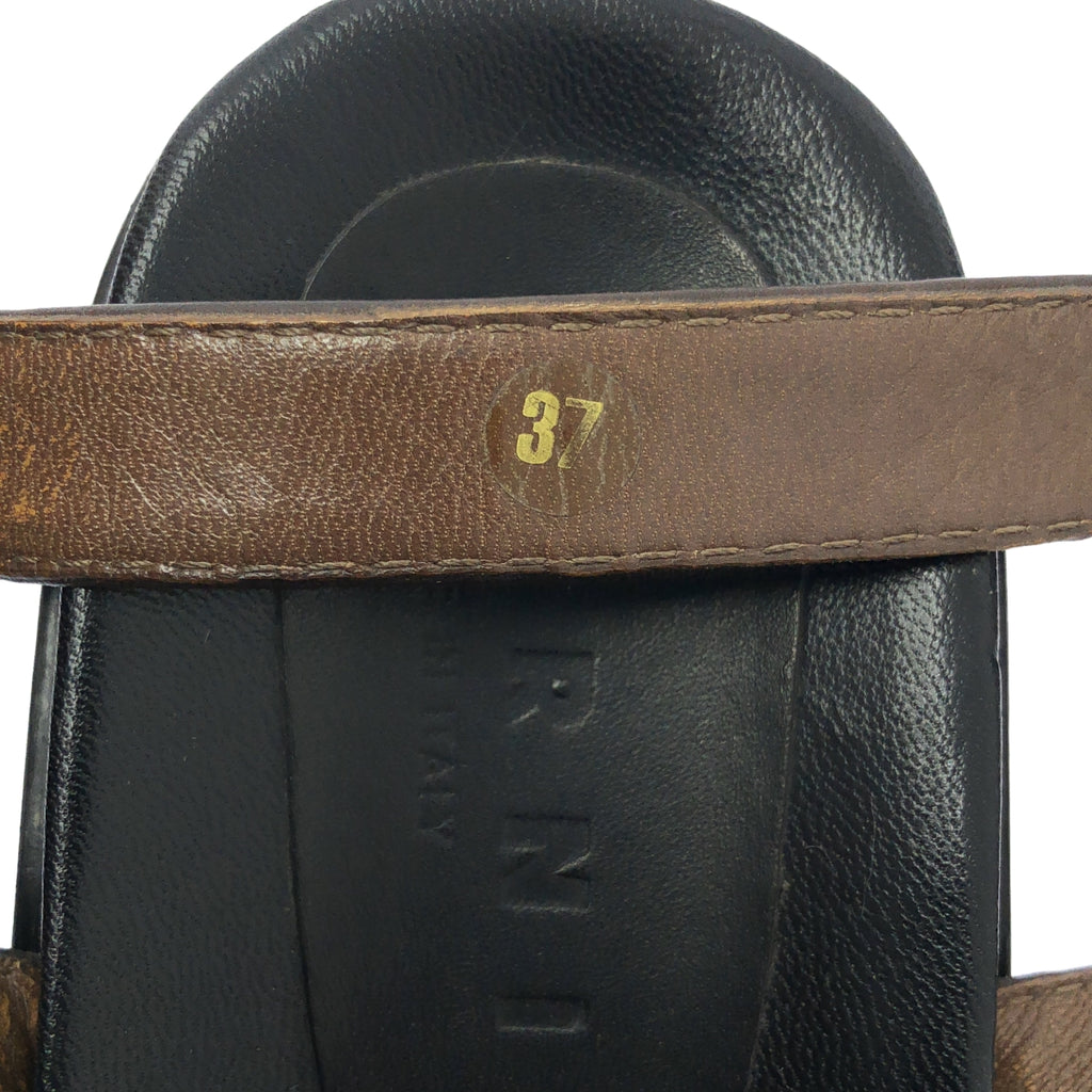 MARNI | 踝帶蝴蝶結皮革涼鞋 | 37 號 | 棕色/黑色 | 女款