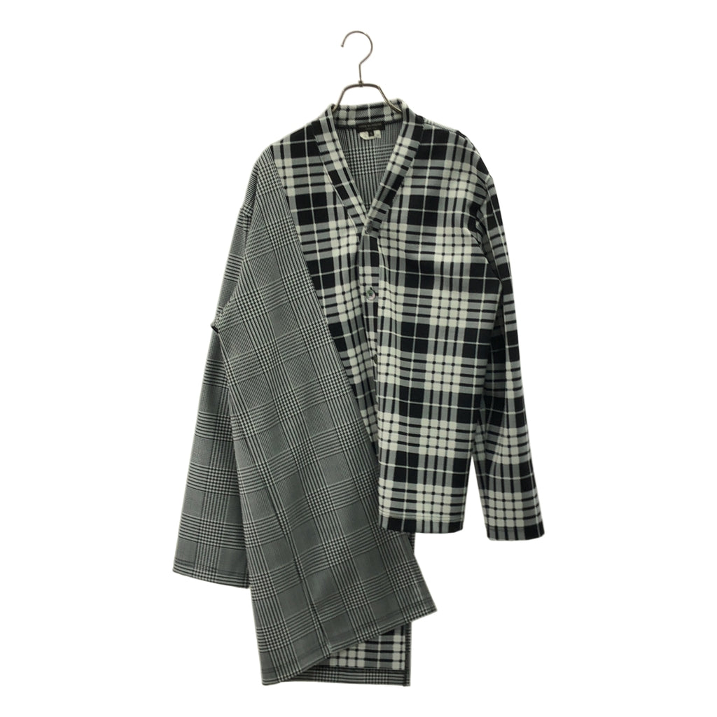 COMME des GARCONS HOMME PLUS / コムデギャルソンオムプリュス | 2021AW | チェック アシンメトリー カーディガン | M | ホワイト/ブラック | メンズ