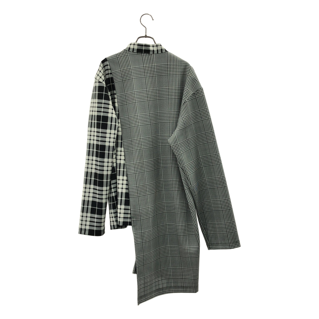 COMME des GARCONS HOMME PLUS / コムデギャルソンオムプリュス | 2021AW | チェック アシンメトリー カーディガン | M | ホワイト/ブラック | メンズ