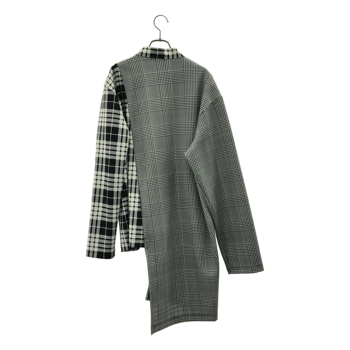COMME des GARCONS HOMME PLUS / コムデギャルソンオムプリュス | 2021AW | チェック アシンメトリー カーディガン | M | ホワイト/ブラック | メンズ
