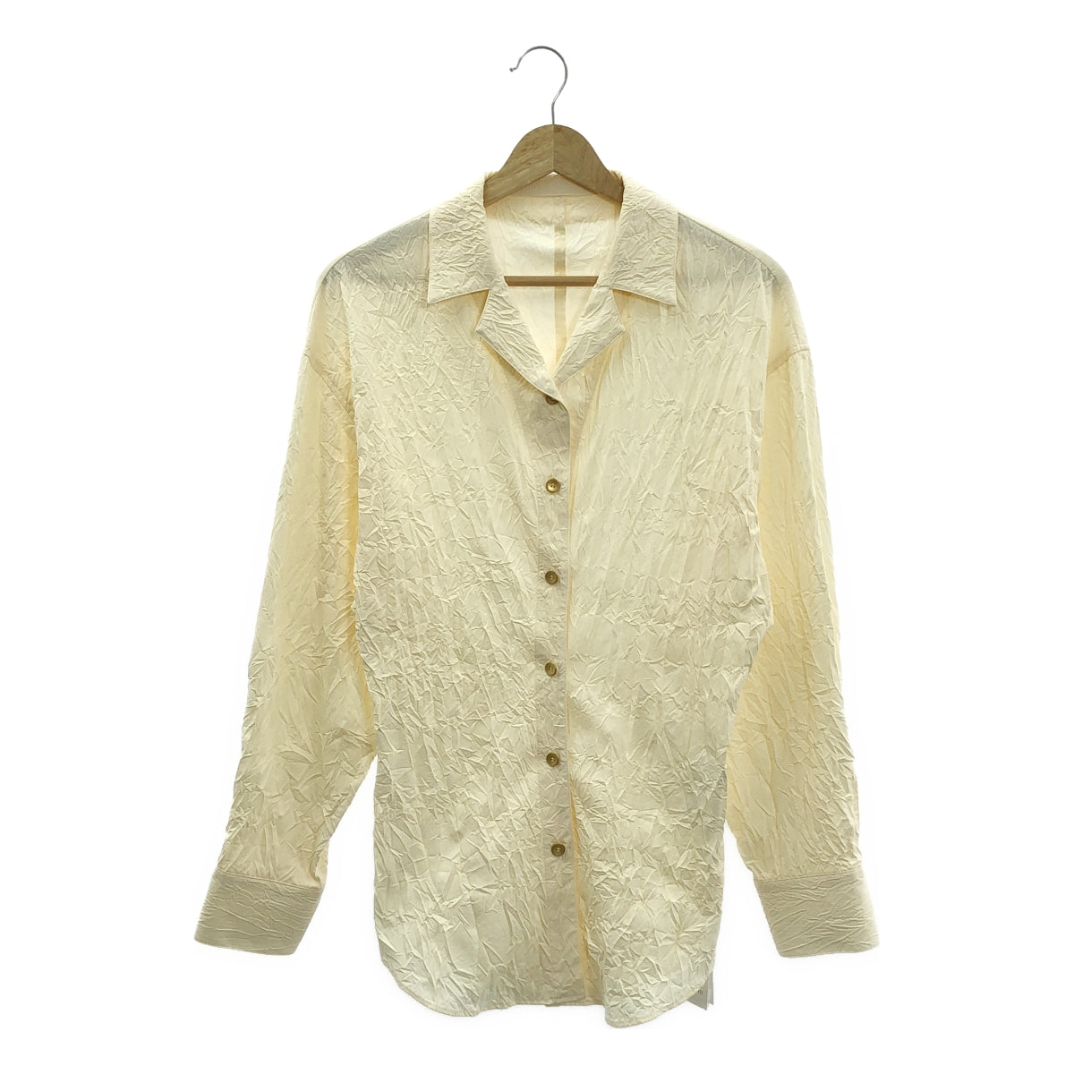 【新品】  LE CIEL BLEU / ルシェルブルー | Crinkle Open Collar Shirt オープンカラーシャツ | 38 | アイボリー | レディース