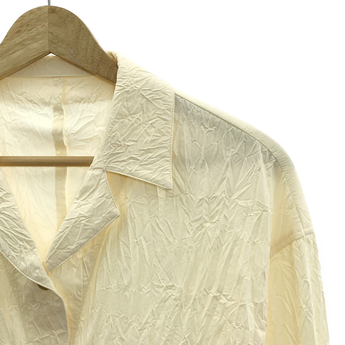 【新品】  LE CIEL BLEU / ルシェルブルー | Crinkle Open Collar Shirt オープンカラーシャツ | 38 | アイボリー | レディース