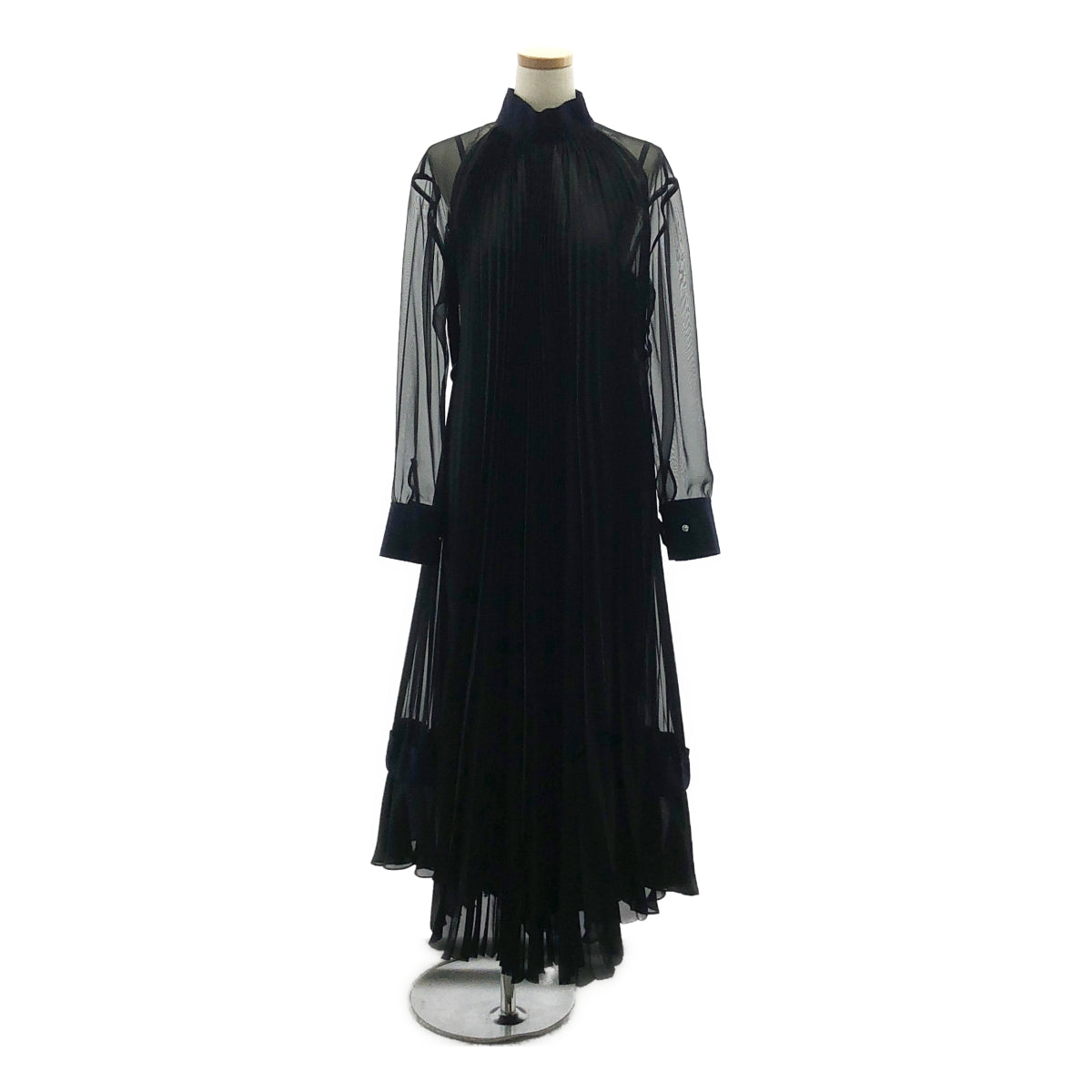 sacai / 사카이 | 시스루 다른 소재 전환 주름 원피스 | 1 | 여성