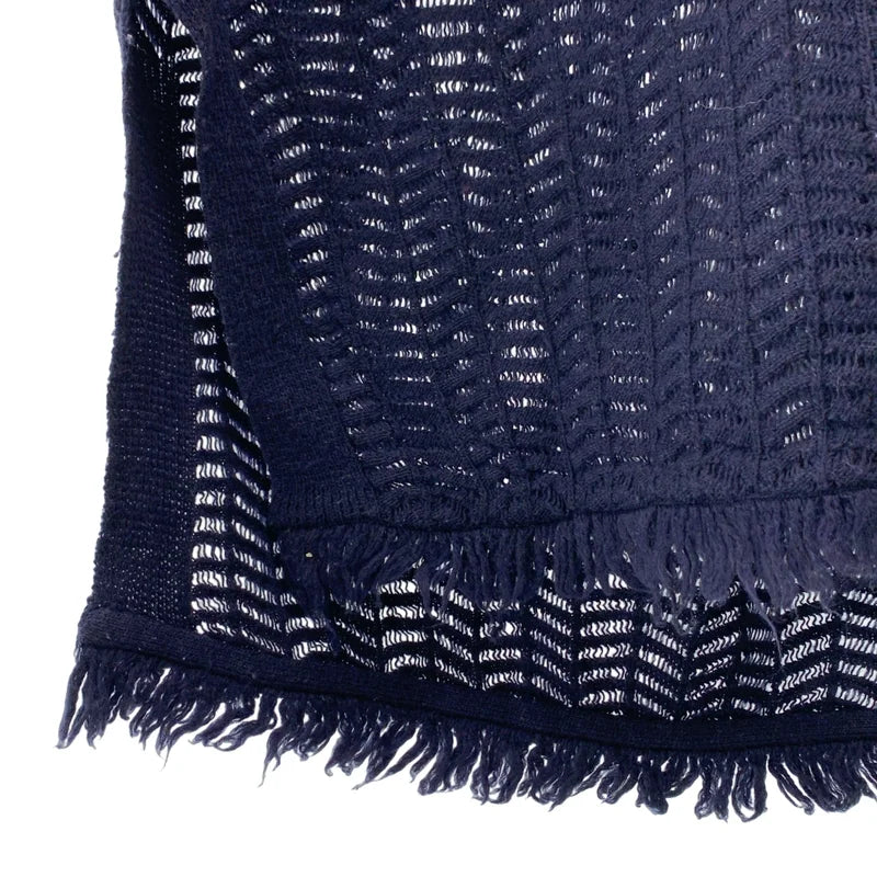 Tomorrowland MACPHEE / トゥモローランドマカフィー | ウール オーバーシルエット フリンジ ニット ベスト | S | レディース