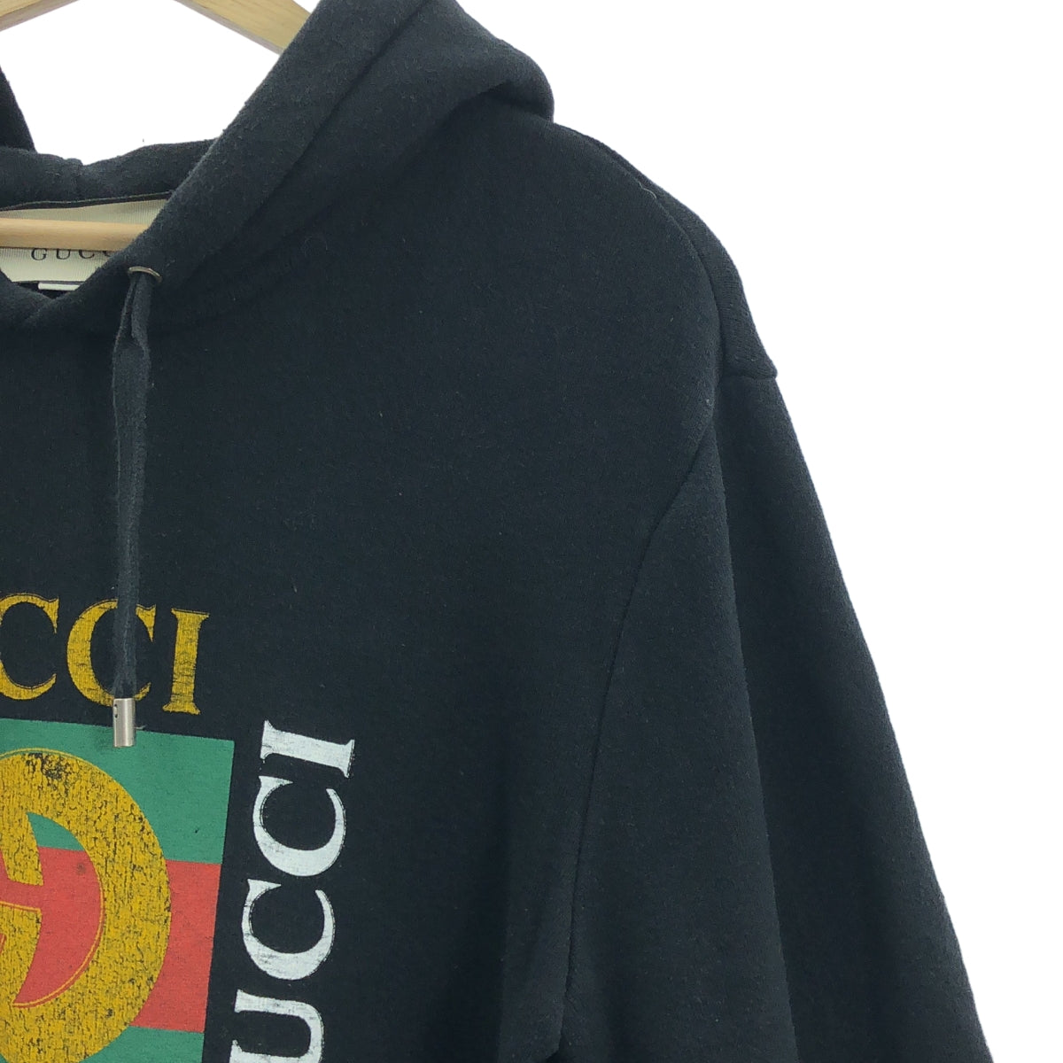 GUCCI / グッチ | オールドロゴ プリント パーカー | M | ブラック | メンズ