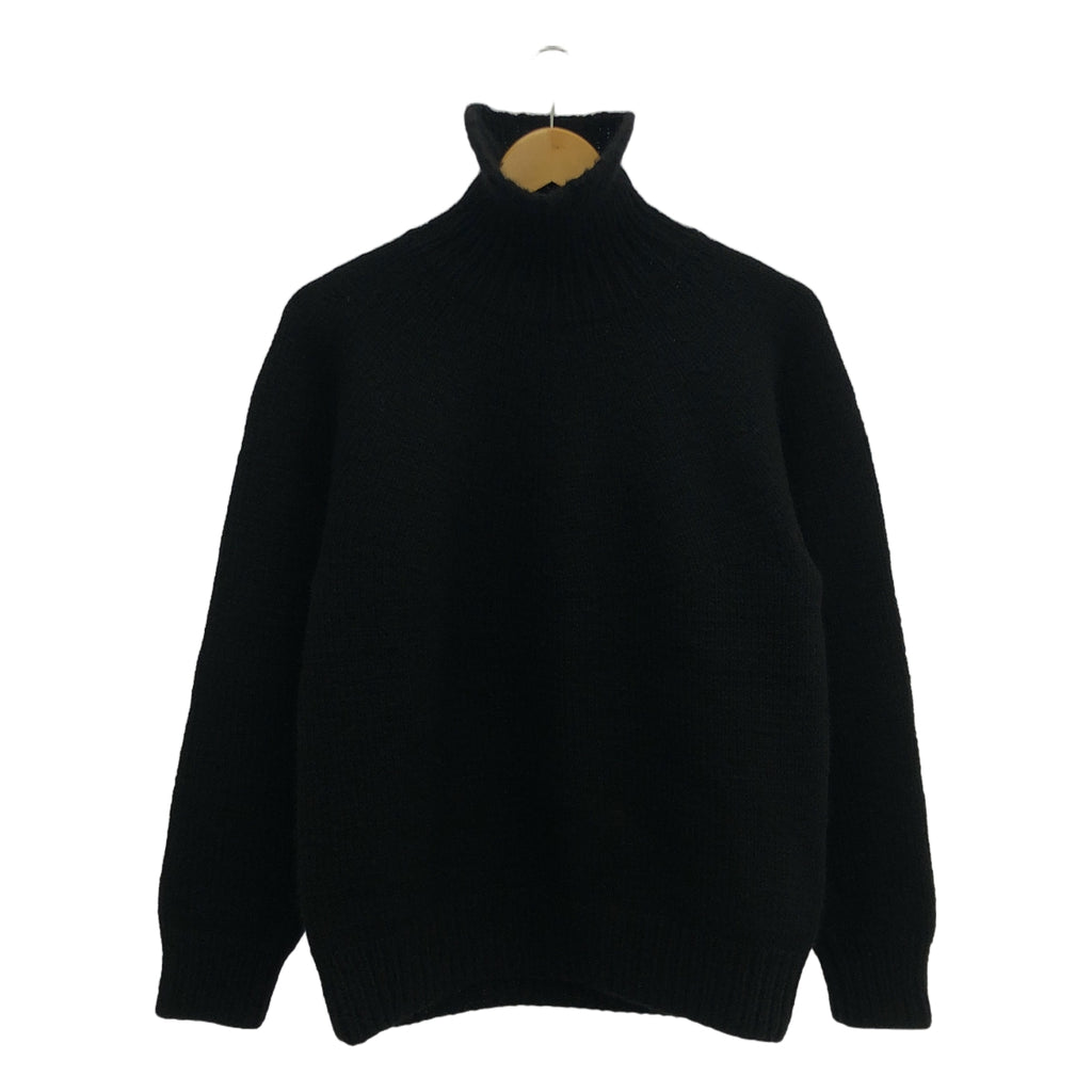COMOLI | 2018AW | 羊絨與紙手工高領針織衫 | 2 | 黑色 | 男款