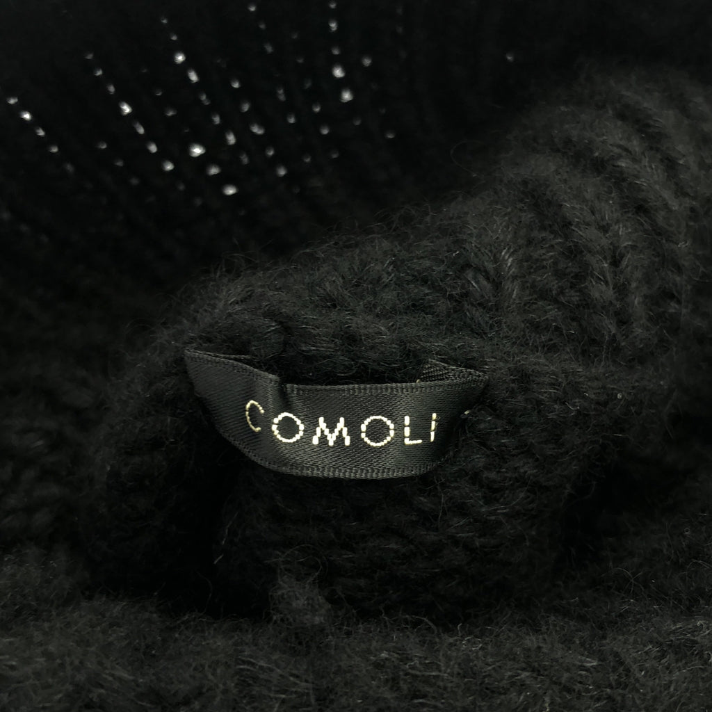 COMOLI | 2018AW | 羊絨與紙手工高領針織衫 | 2 | 黑色 | 男款