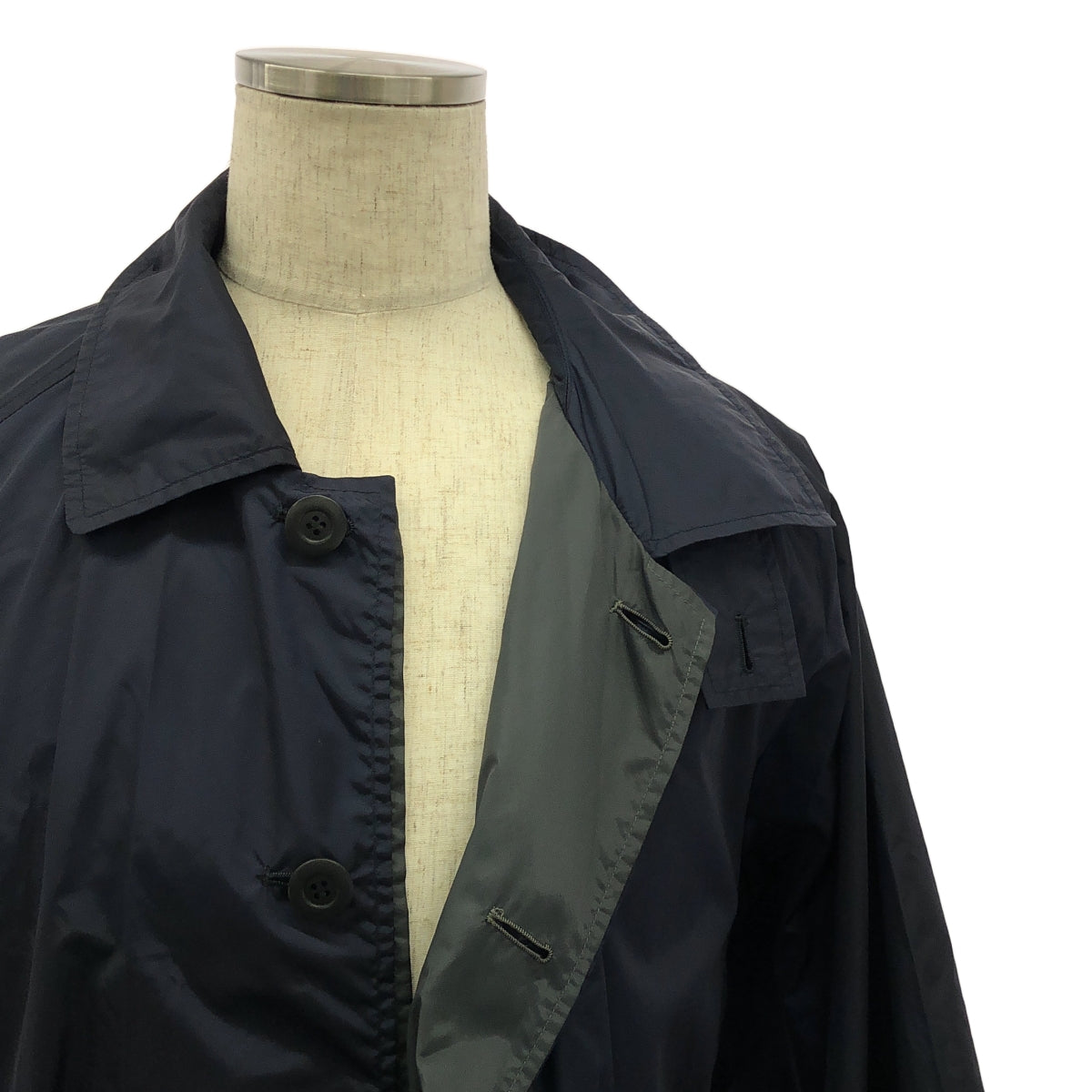 stein / シュタイン | Lay Oversized Wind Coat / ベルテッド レイヤード オーバー コート | M | ネイビー/チャコールグレー | メンズ