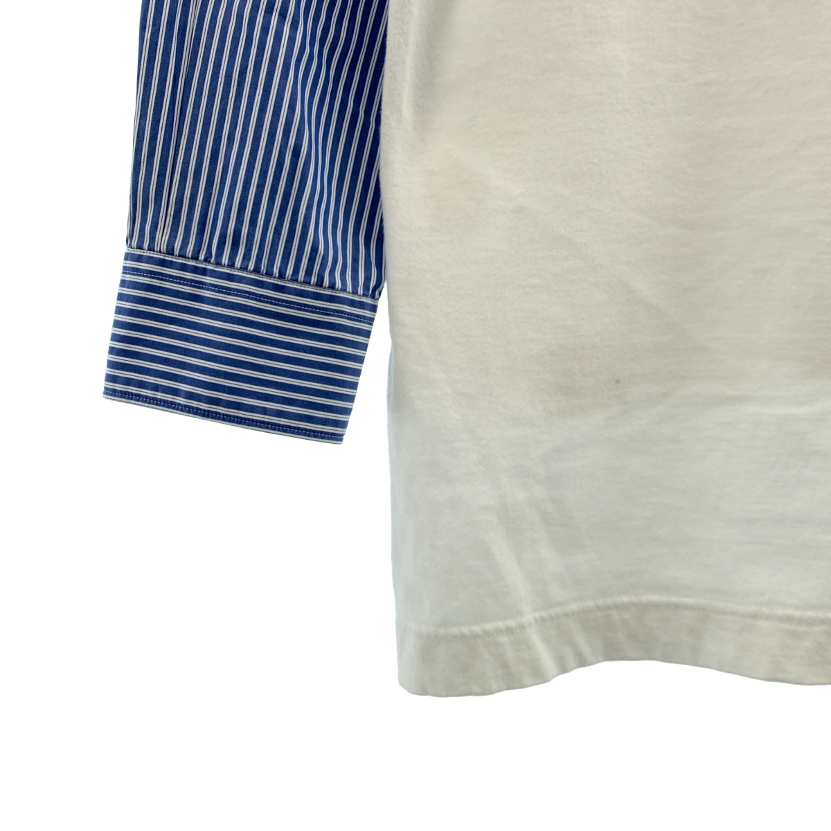 COMME des GARCONS SHIRT / 콤데 갤슨 셔츠 | 2019SS | 스트라이프 셔츠 슬리브 전환 코튼 컷 톱 | S | 화이트 / 블루 | 남성