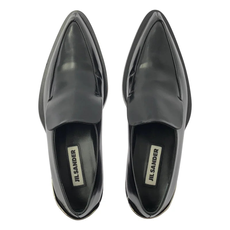 JIL SANDER / ジルサンダー | LOAFER BOX LEATHER メタル ポインテッドトゥ ローファ | 37 1/2 | レディース