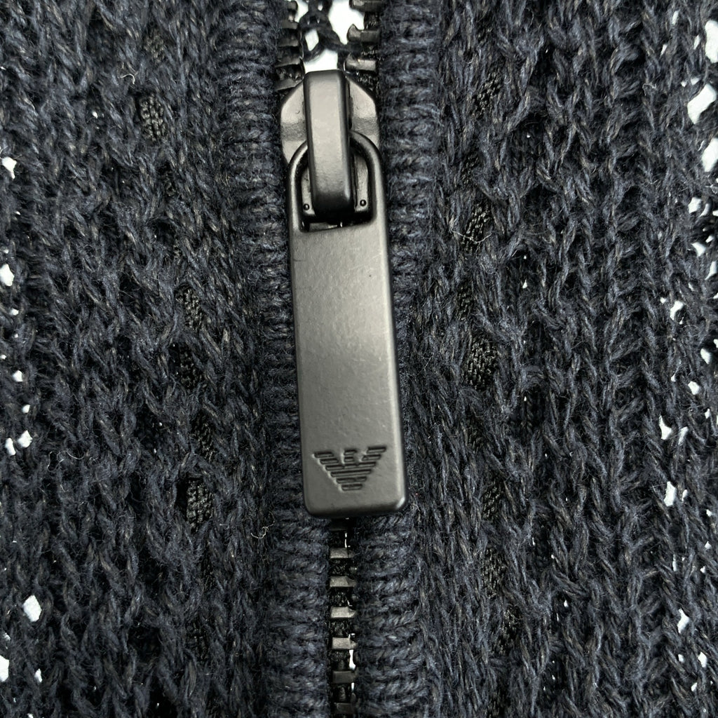 EMPORIO ARMANI / 엠포리오 아르마니 | 로고 하프 Zip 니트 폴로 셔츠 | M | 남성