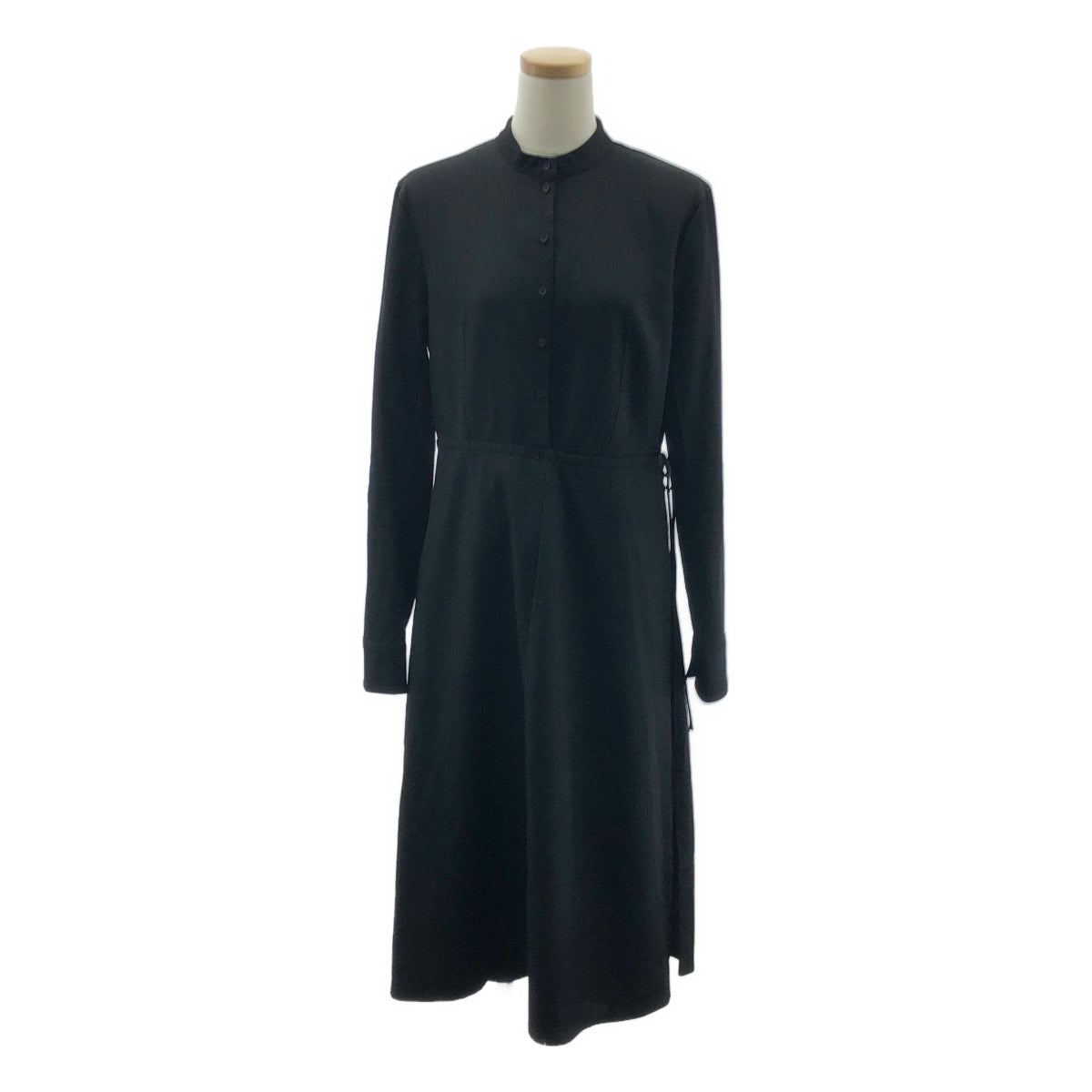 【美品】  JIL SANDER / ジルサンダー | バンドカラー ラップ ドレス ワンピース | 32 | ブラック | レディース
