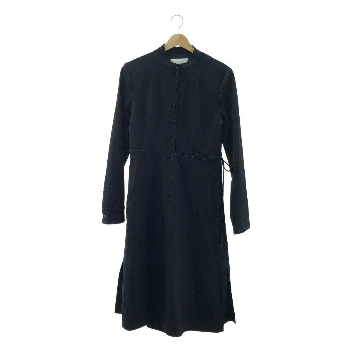 【美品】  JIL SANDER / ジルサンダー | バンドカラー ラップ ドレス ワンピース | 32 | ブラック | レディース