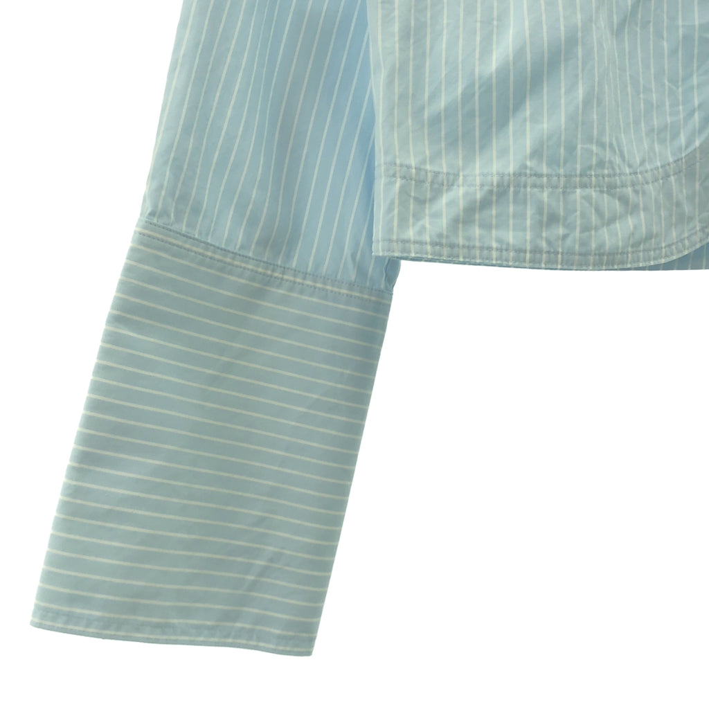 【미품】 EMPORIO ARMANI / 엠포리오 아르마니 | 코튼 스트라이프 크롭 셔츠 | 38 | 라이트 블루 / 화이트 | 여성