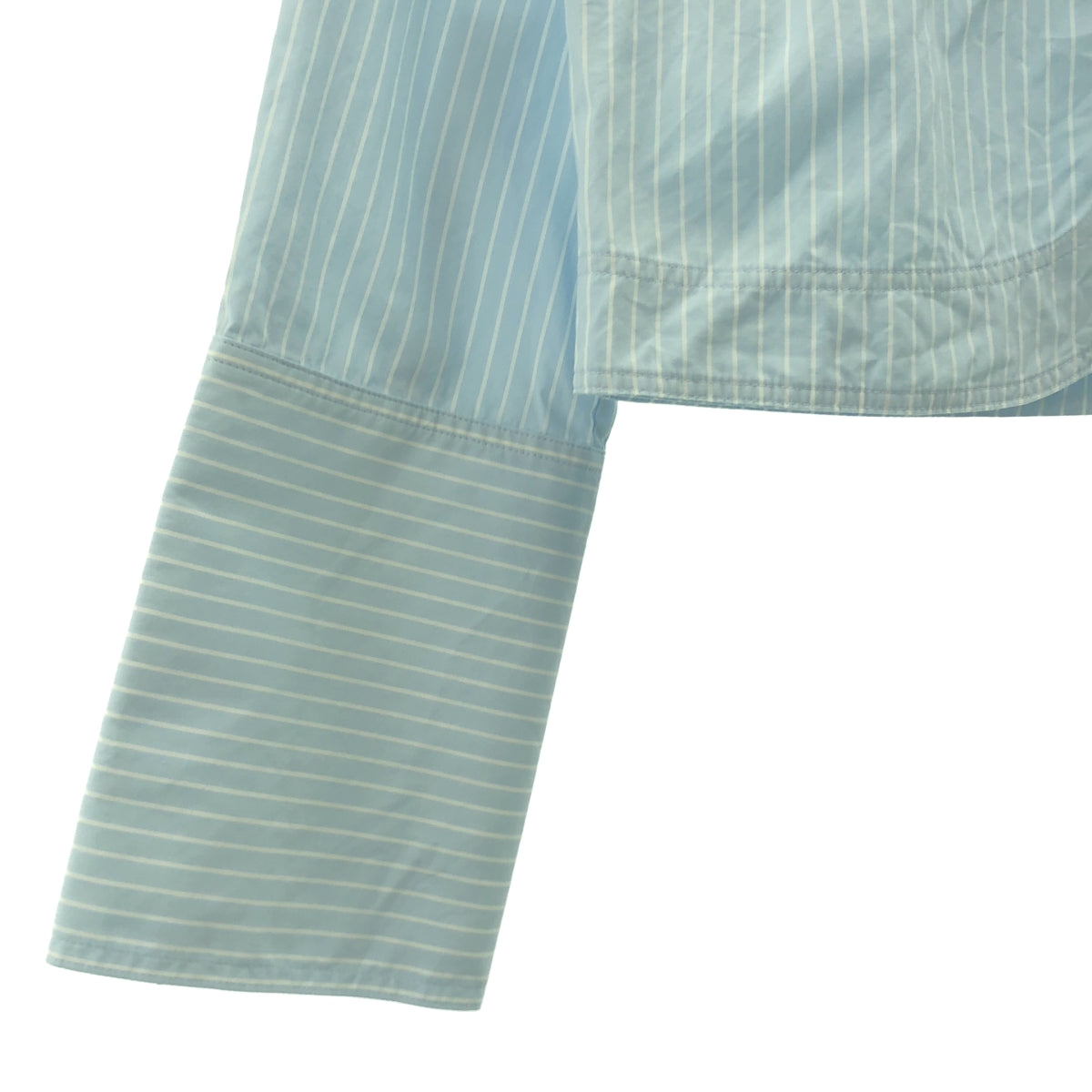 【美品】  EMPORIO ARMANI / エンポリオアルマーニ | コットン ストライプ クロップド シャツ | 38 | ライトブルー/ホワイト | レディース