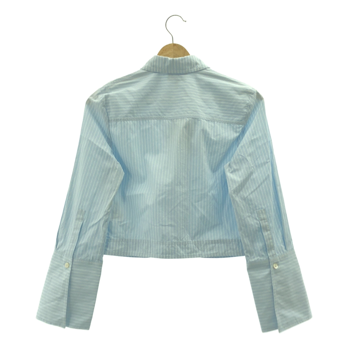 【美品】  EMPORIO ARMANI / エンポリオアルマーニ | コットン ストライプ クロップド シャツ | 38 | ライトブルー/ホワイト | レディース