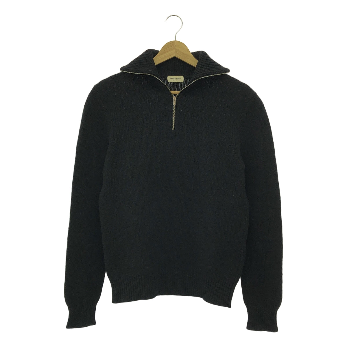 聖羅蘭巴黎 | 2015秋冬 |艾迪的半拉鍊羊毛針織衫 | S |黑色 |男士