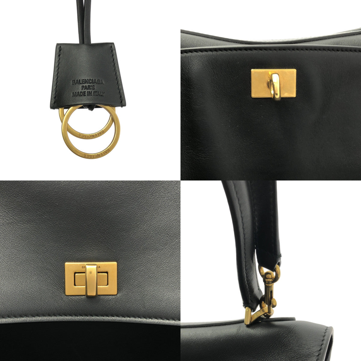 【美品】  BALENCIAGA / バレンシアガ | RODEO ロデオ ラージ レザー ハンドバッグ | ブラック / ゴールド | レディース