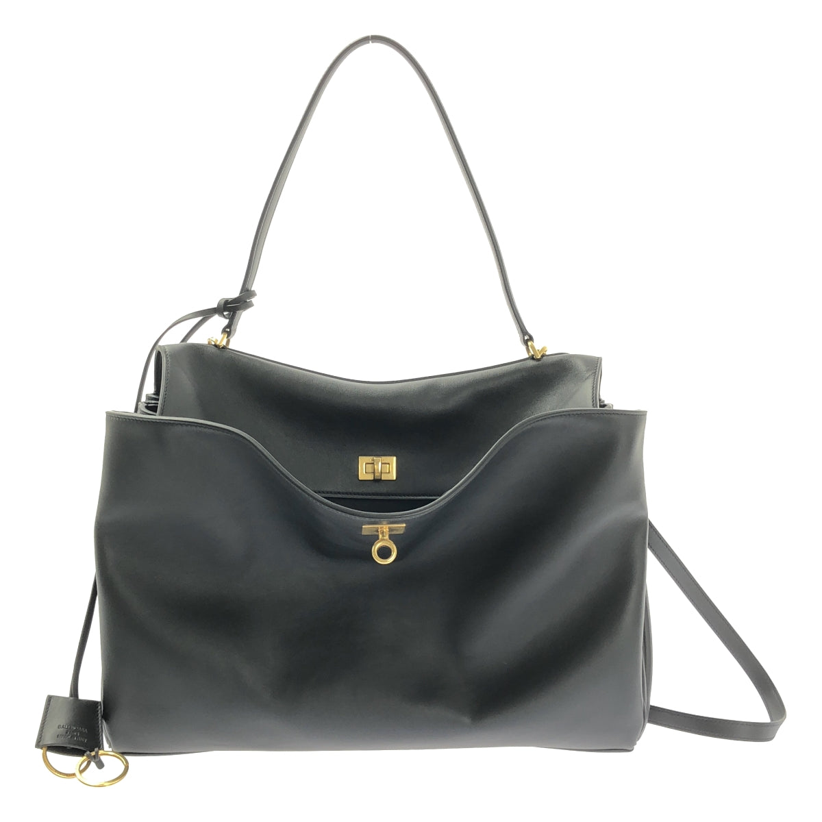 [狀況極佳] BALENCIAGA RODEO 大皮革手提包 | 黑色/金色 | 女款