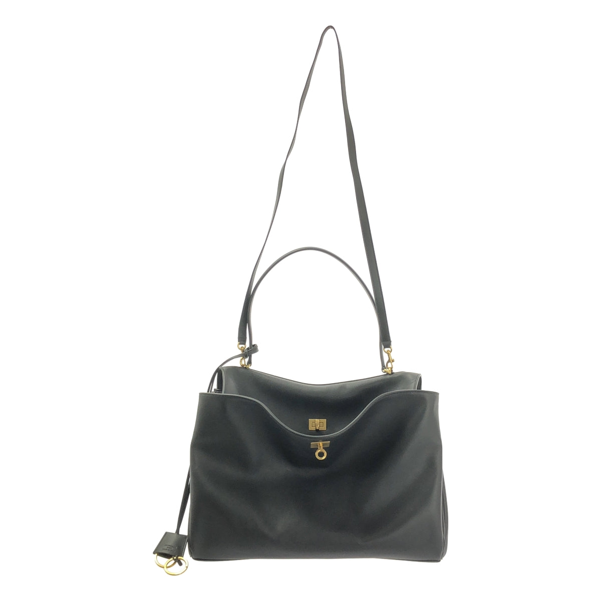 [狀況極佳] BALENCIAGA RODEO 大皮革手提包 | 黑色/金色 | 女款