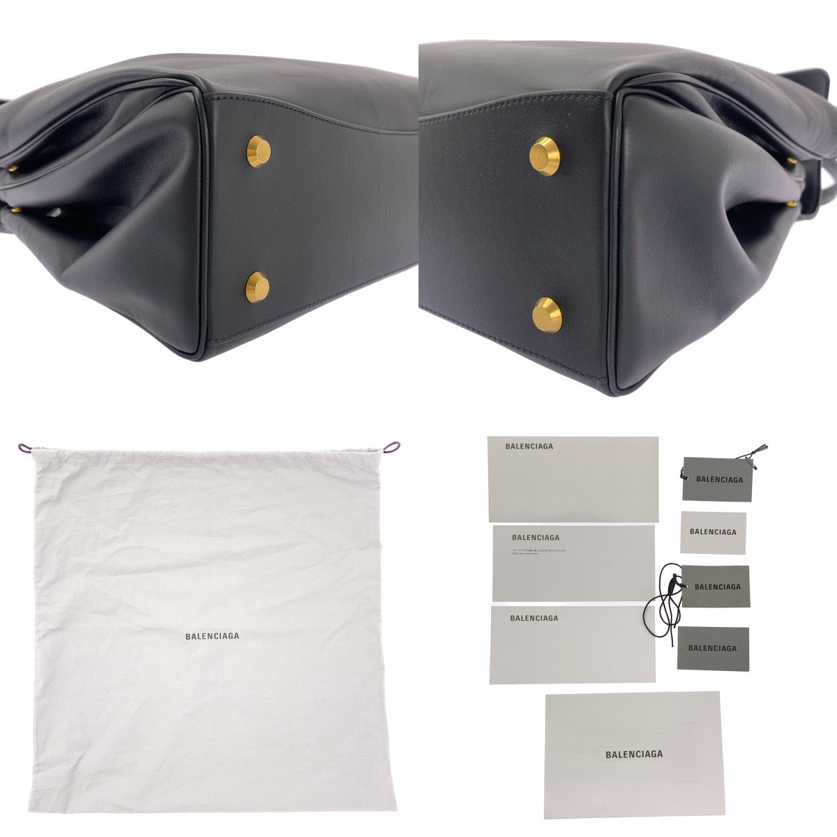 【美品】  BALENCIAGA / バレンシアガ | RODEO ロデオ ラージ レザー ハンドバッグ | ブラック / ゴールド | レディース