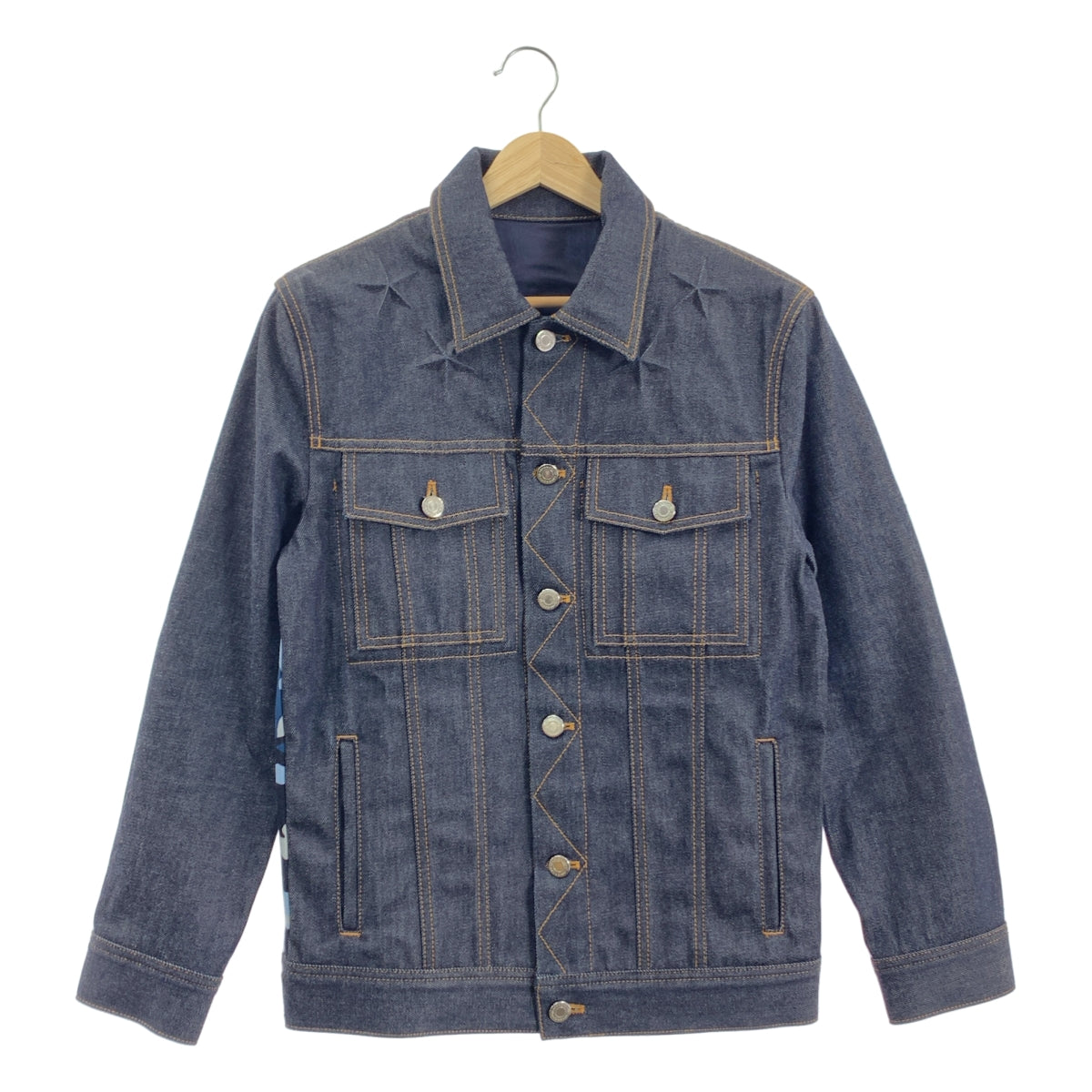 [狀況極佳] GIVENCHY | 星星壓花牛仔外套 | 尺寸 44 | 靛藍/迷彩 | 男款