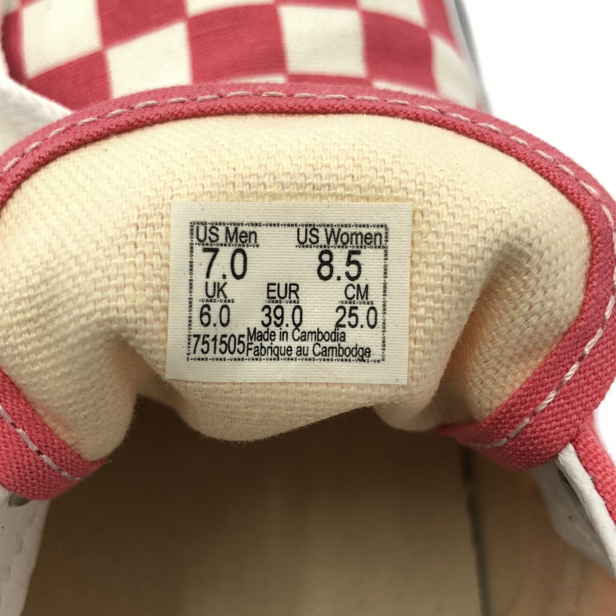 【美品】  VANS / バンズ | ERA CHECKERBOARD エラ チェッカーボード ローカットスニーカー | 25 | ストロベリーピンク | レディース