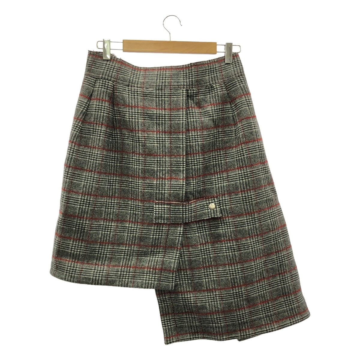 Plan C / 플랜시 | 울 체크 비대칭 스커트 | 42 | 그레이 / 레드 | 여성