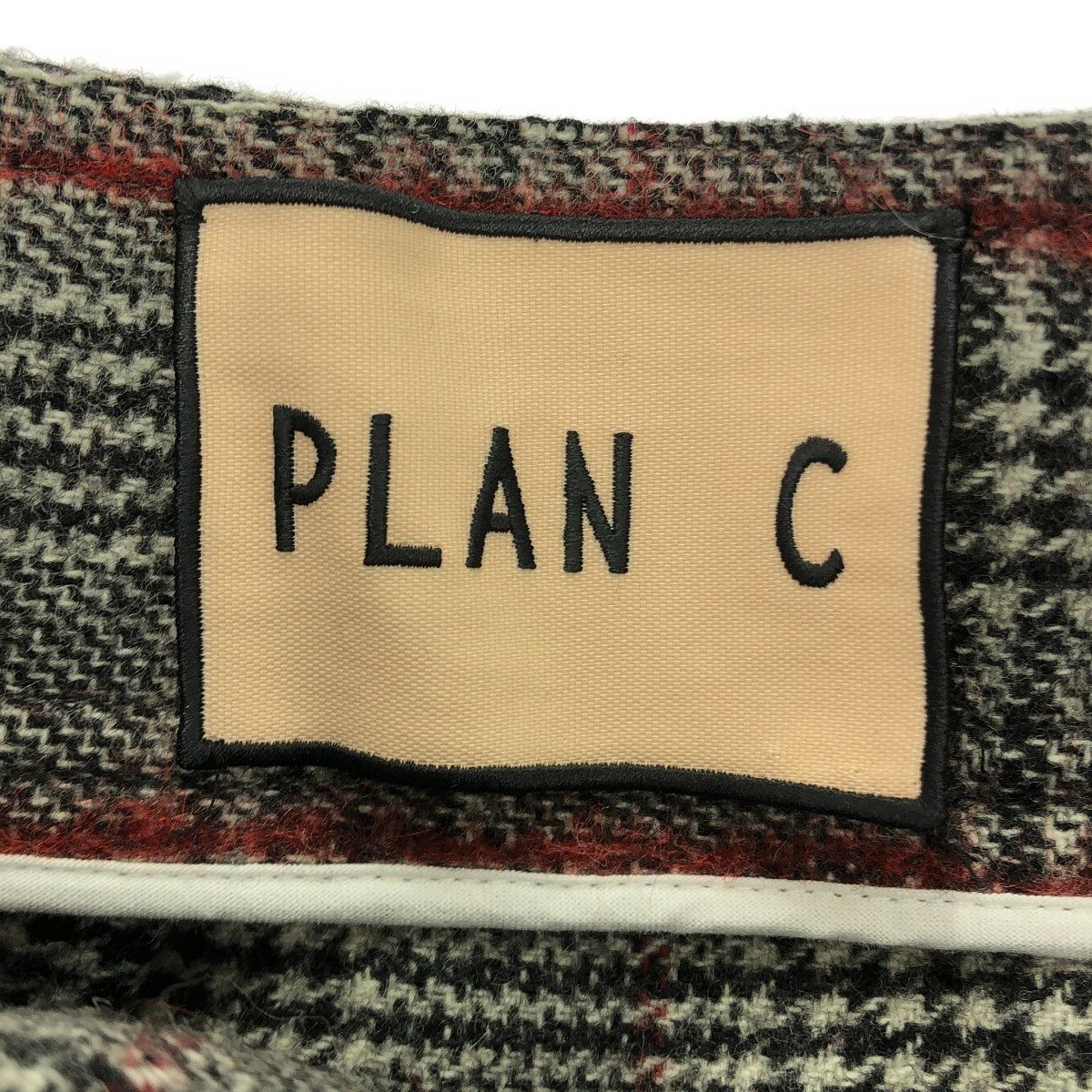 Plan C / 플랜시 | 울 체크 비대칭 스커트 | 42 | 그레이 / 레드 | 여성