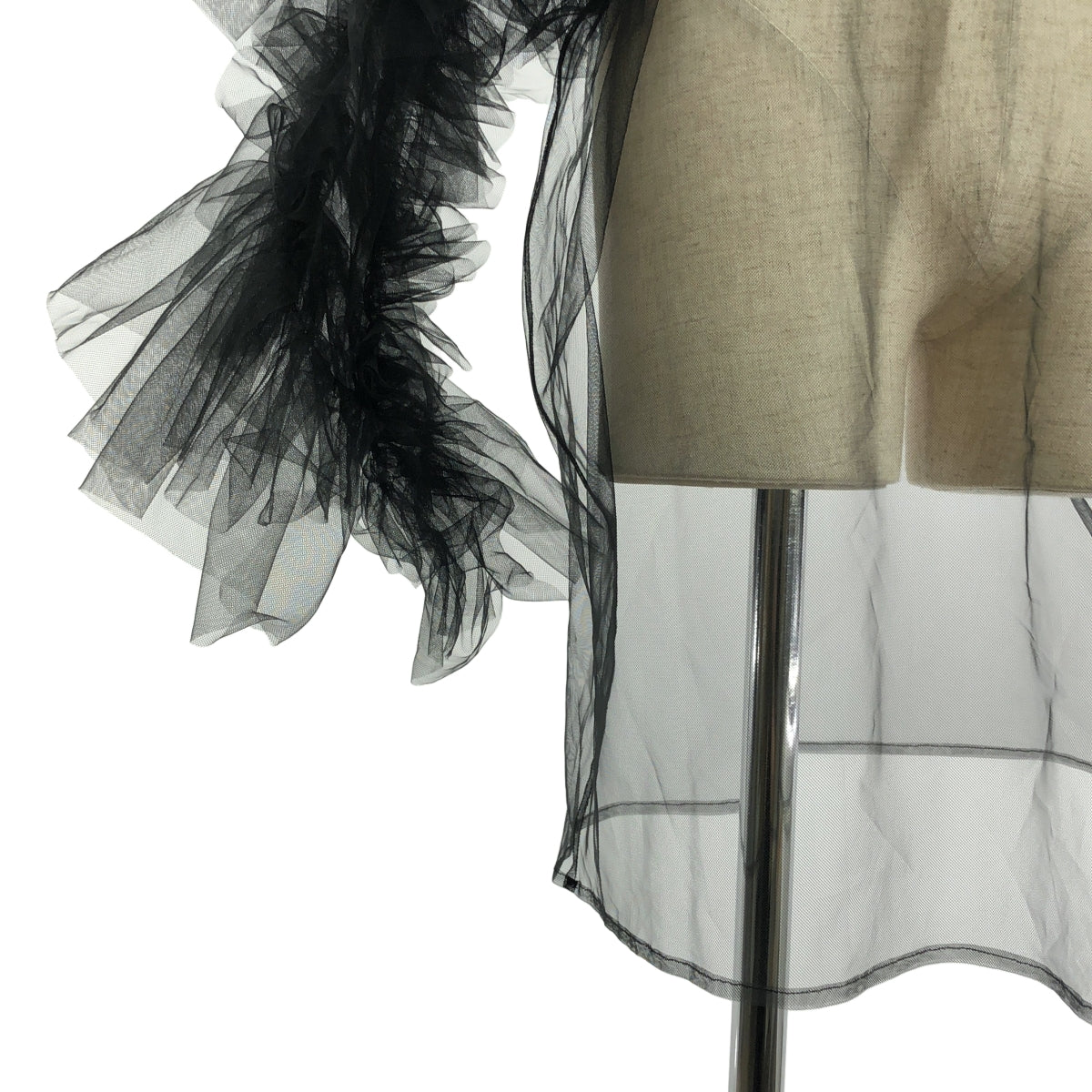 【美品】  MARGE / マージ | Tulle decorative sleeve p/o / フリル 装飾 ボリューム スリーブ チュール ブラウス | F | ブラック | レディース