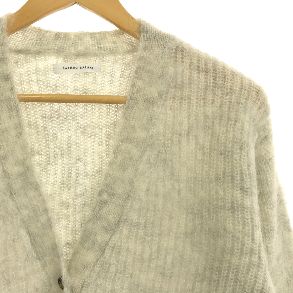 【美品】  SATORU SASAKI / サトルササキ | モヘヤ ニット カーディガン | F | off white /gray | レディース