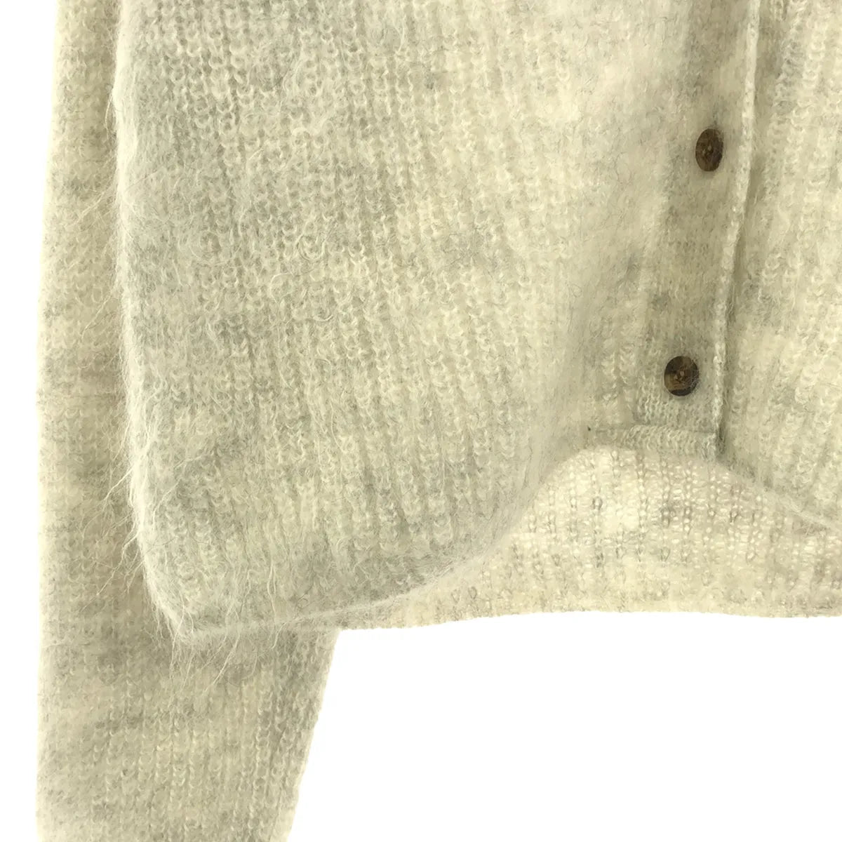 【美品】  SATORU SASAKI / サトルササキ | モヘヤ ニット カーディガン | F | off white /gray | レディース