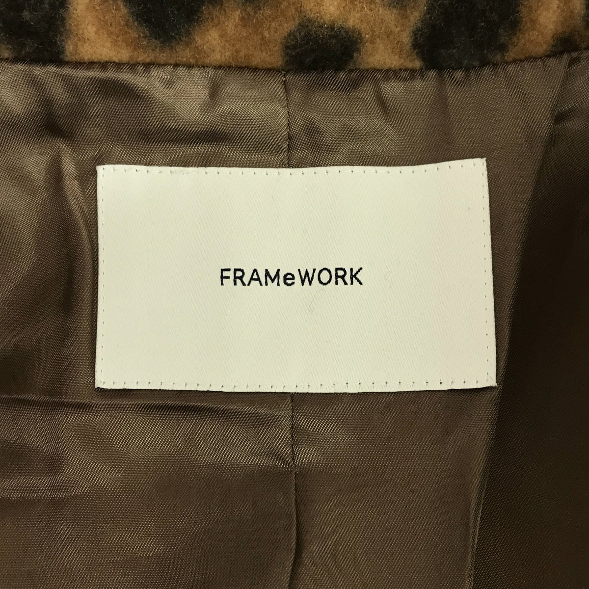 Framework / 프레임 워크 | × 가네코 아야 / 총 무늬 레오파드 스탠드 컬러 코트 / 총 안감 | 38 | 여성