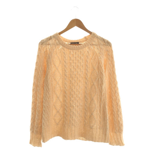 Drawer | Linen Aran Crew Neck Sweater | Orange | Women's