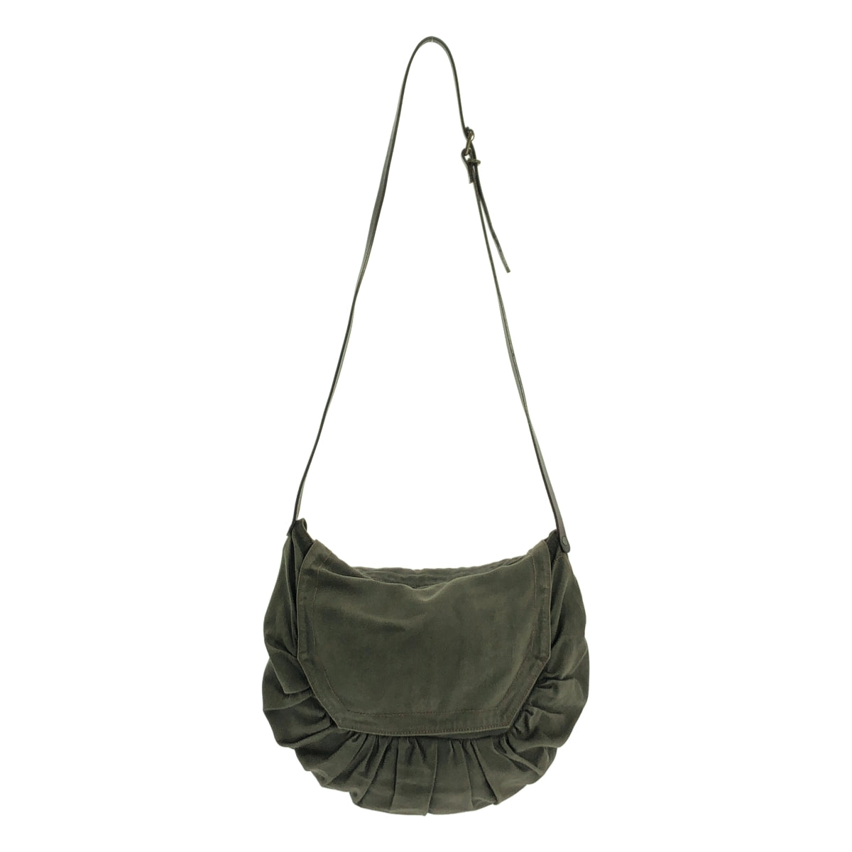 德賴斯·範諾頓 |皮革縮褶帆布單肩包 |