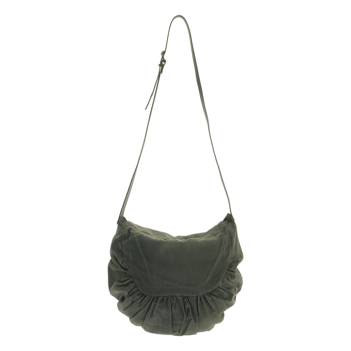 德賴斯·範諾頓 |皮革縮褶帆布單肩包 |