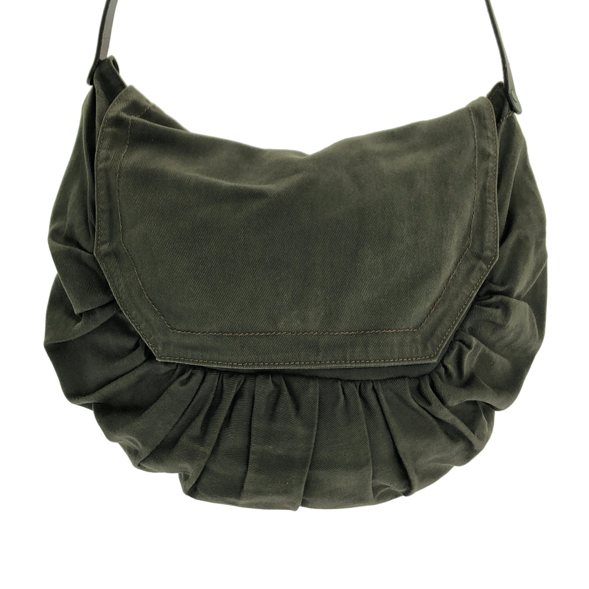 德賴斯·範諾頓 |皮革縮褶帆布單肩包 |