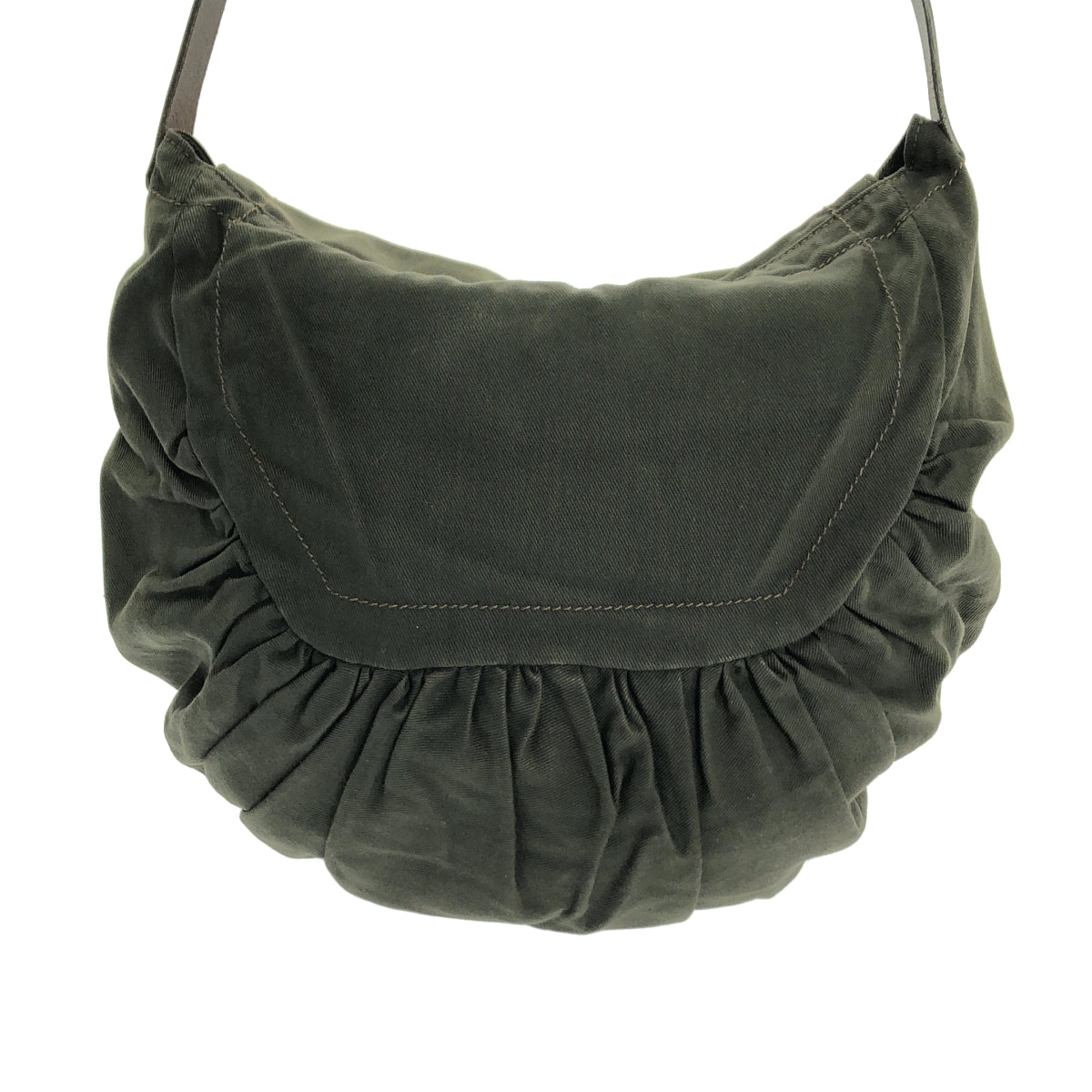 德賴斯·範諾頓 |皮革縮褶帆布單肩包 |