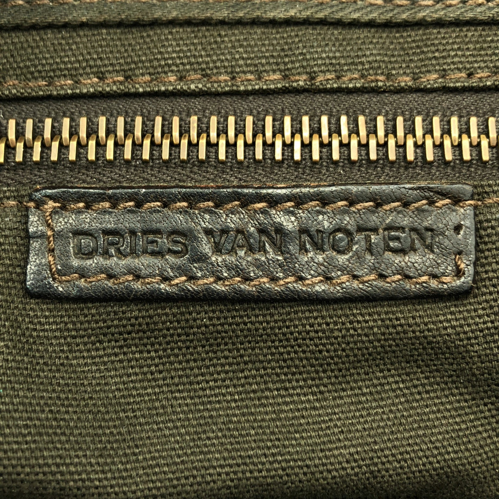 DRIES VAN NOTEN / ドリスヴァンノッテン | レザー ギャザー キャンバス ショルダーバッグ |