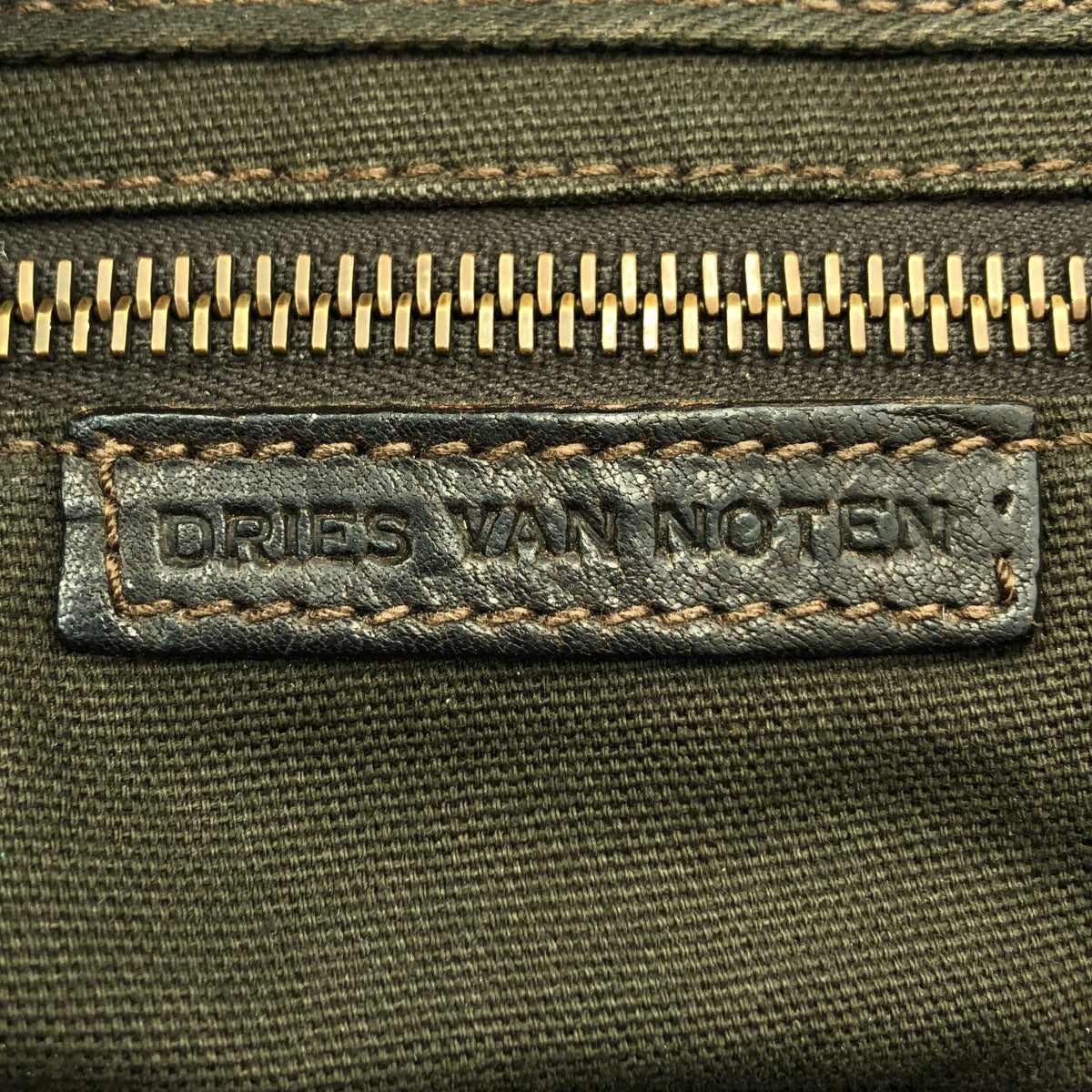 DRIES VAN NOTEN / ドリスヴァンノッテン | レザー ギャザー キャンバス ショルダーバッグ |