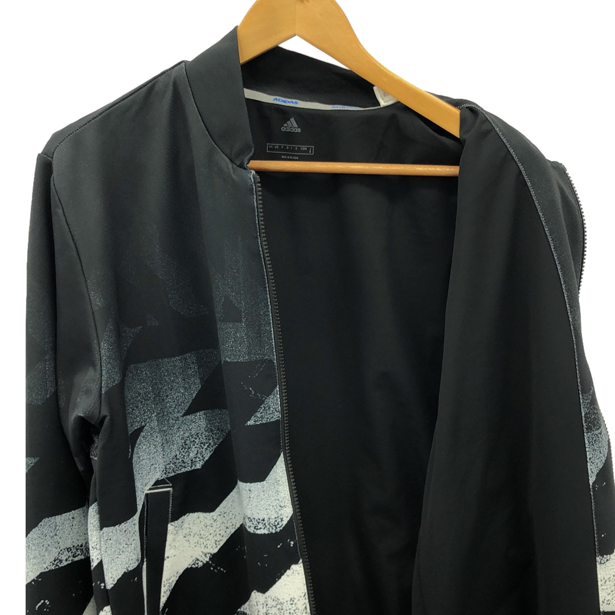 adidas | Golf / Jersey Jacket / Geometric Print Full Zip Lined Sweat Jacket | 0 | Black | Men's