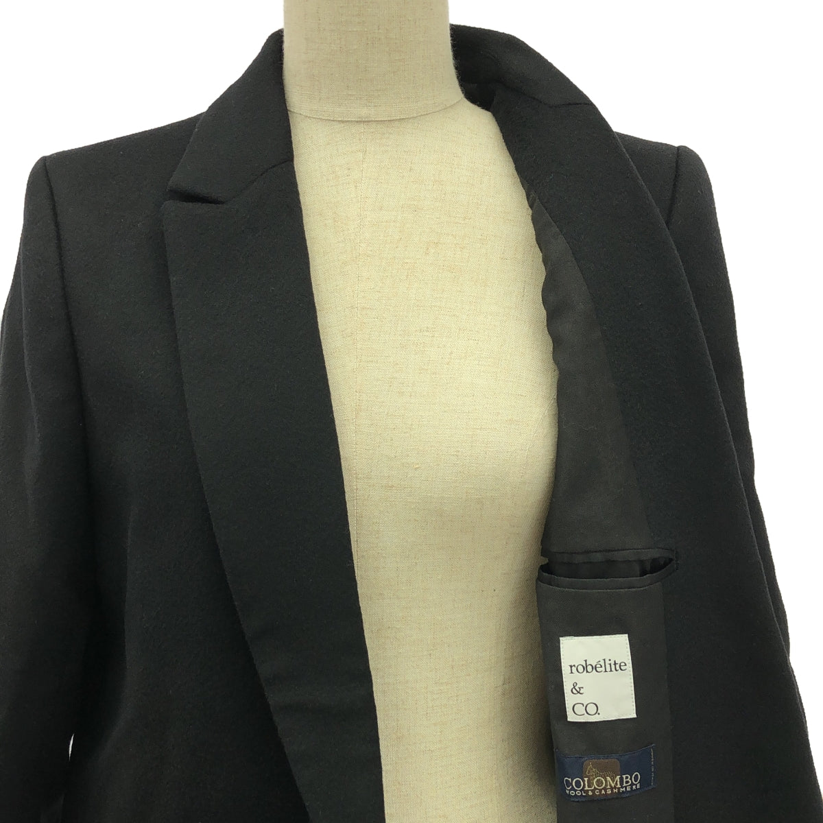 【美品】  robelite&CO. / ローベリイテアンドシーオー | COLOMBO カシミヤ混 ウール チェスター コート | 36 | ブラック | レディース